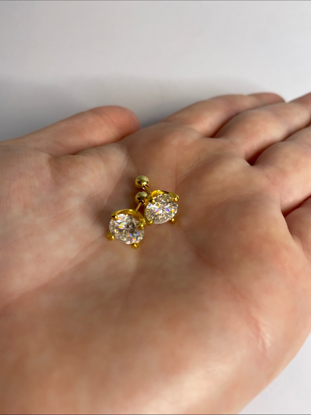 S925 2 Ct Moissanite Gold Screwback Stud Earrings - Classic Sparkle